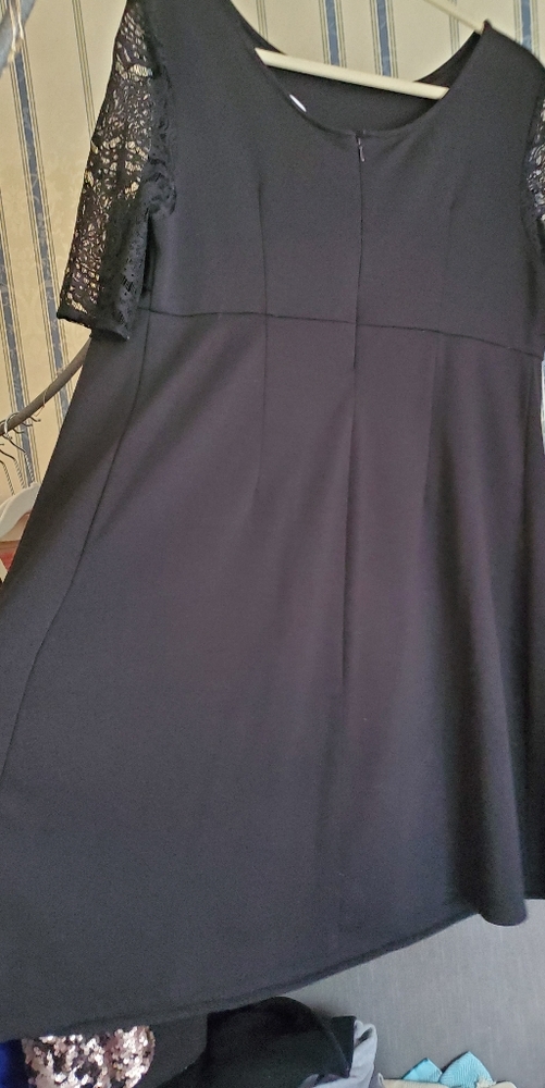 Maternity Black Lace Trapeze Empire Waist Dress - Picture 7 of 8